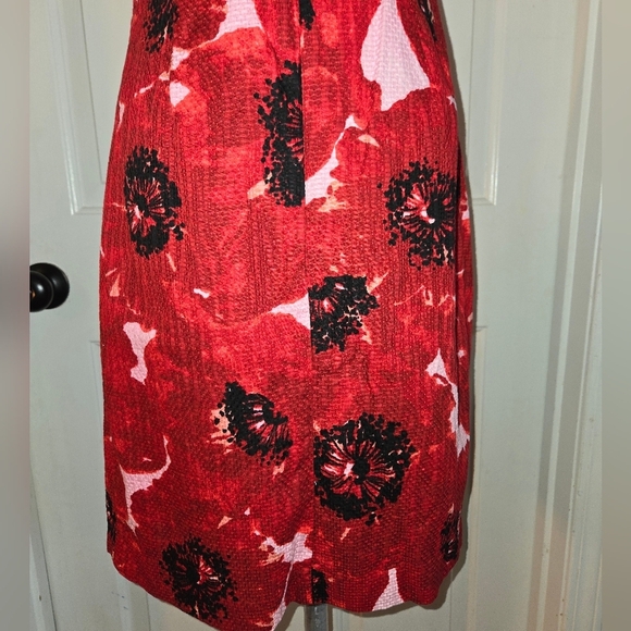Ann Taylor 4P Red Poppies Print Cotton Midi Dress - Picture 6 of 13